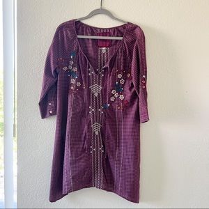 Johnny Was Workshop Embroidered Tunic Dress Medium